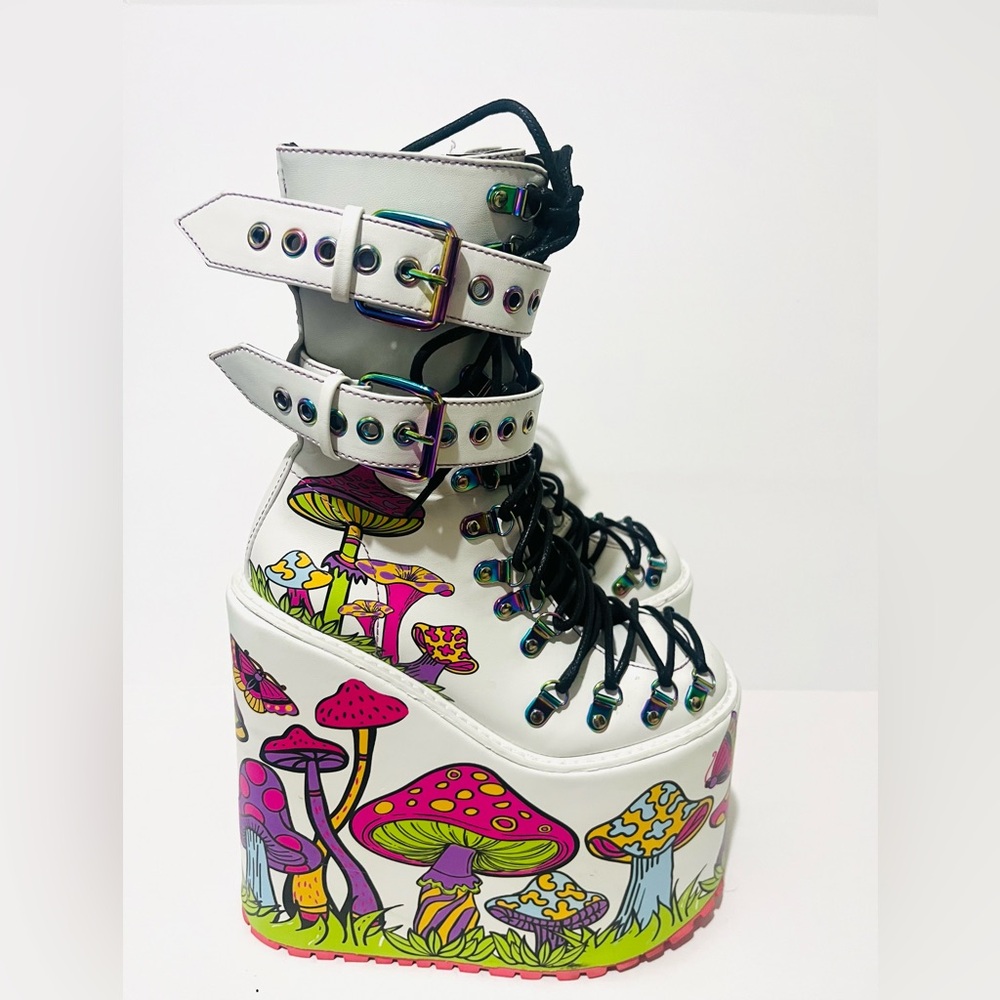 Dollskill Psychedelic Fairytale Women's Double Stack Platform Boots - Picture 2 of 8